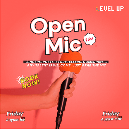 Open Mic Night at Level Up in Riyadh – Nightlife KohK.com Special Offers, Deals & Discounts in Netherlands, Poland, Hungary, Denmark, Sweden, Latvia